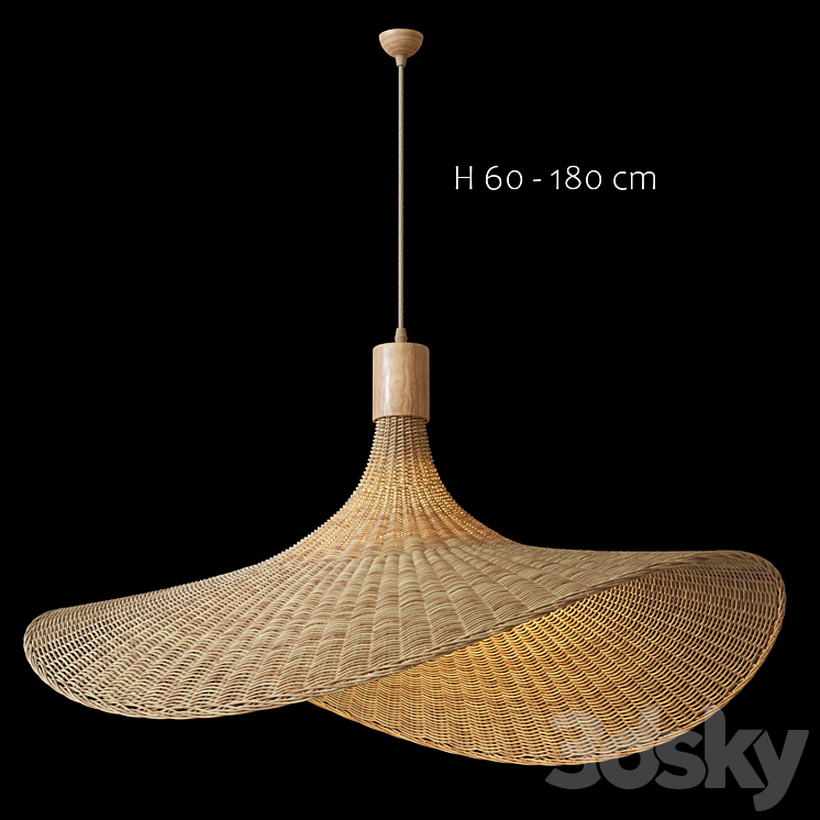 Hanging lamp - wicker hat 3D Model
