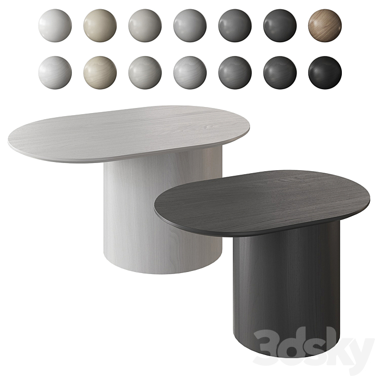 Coffee table Ellipse Type 14 colors 3D Model