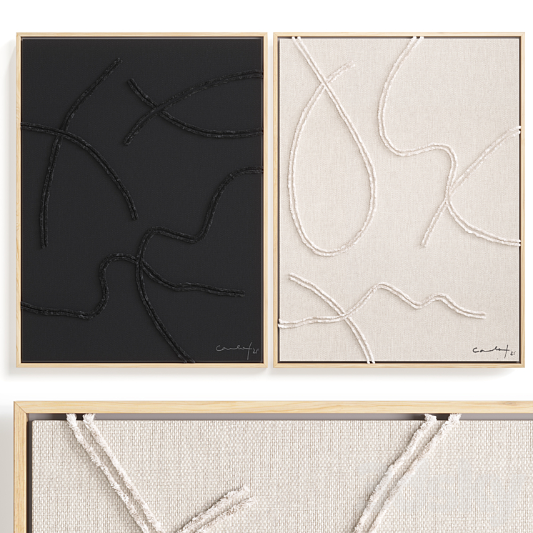 Hand embroidery on linen. Set_1 3D Model Free