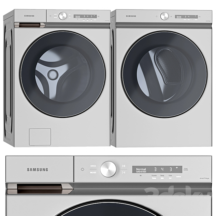 Samsung Washing Machines and Dryer- WF53BB8700ATUS – DVE53BB8700TA3 3D Model
