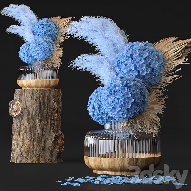 Hydrangea Flower Set-06 3D Model