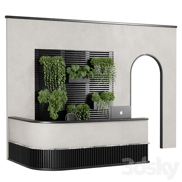 Reception Desk and Wall plant - office furniture 10 Free Download