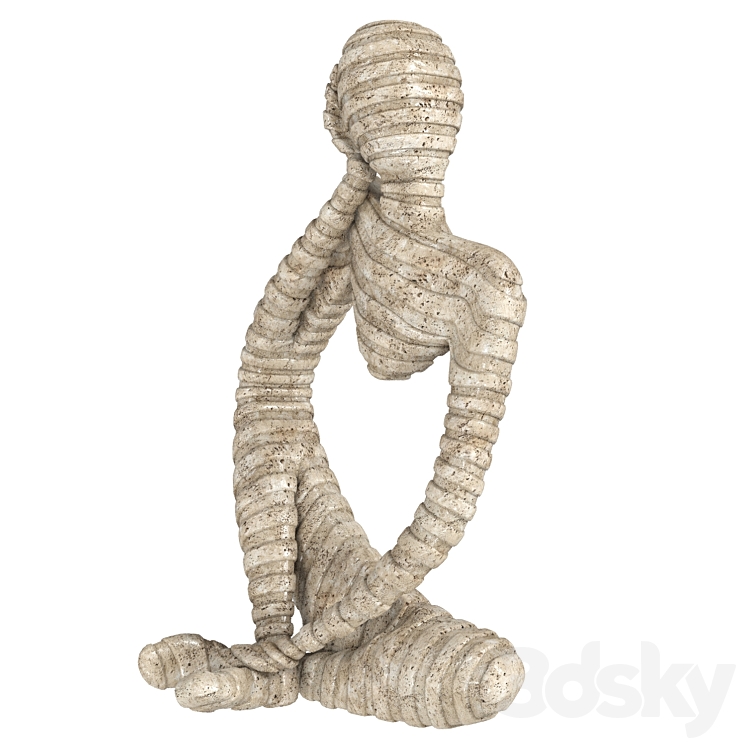 Ethnic statuette of a woman from travertine 3DS Max Model - thumbnail 2