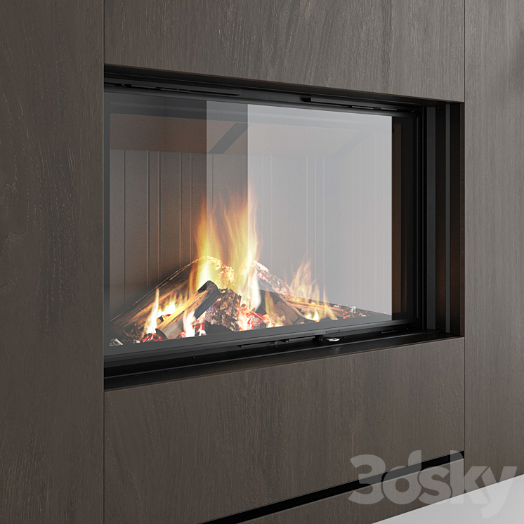 Decorative wall with fireplace set 21 3D Model Free