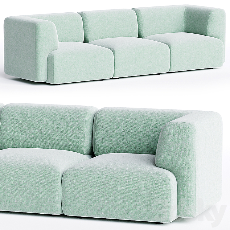 DUO MINI 3 seater sofa By Sancal 3DS Max - thumbnail 1