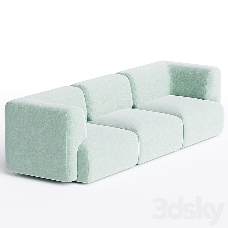 DUO MINI 3 seater sofa By Sancal 3DS Max - thumbnail 2