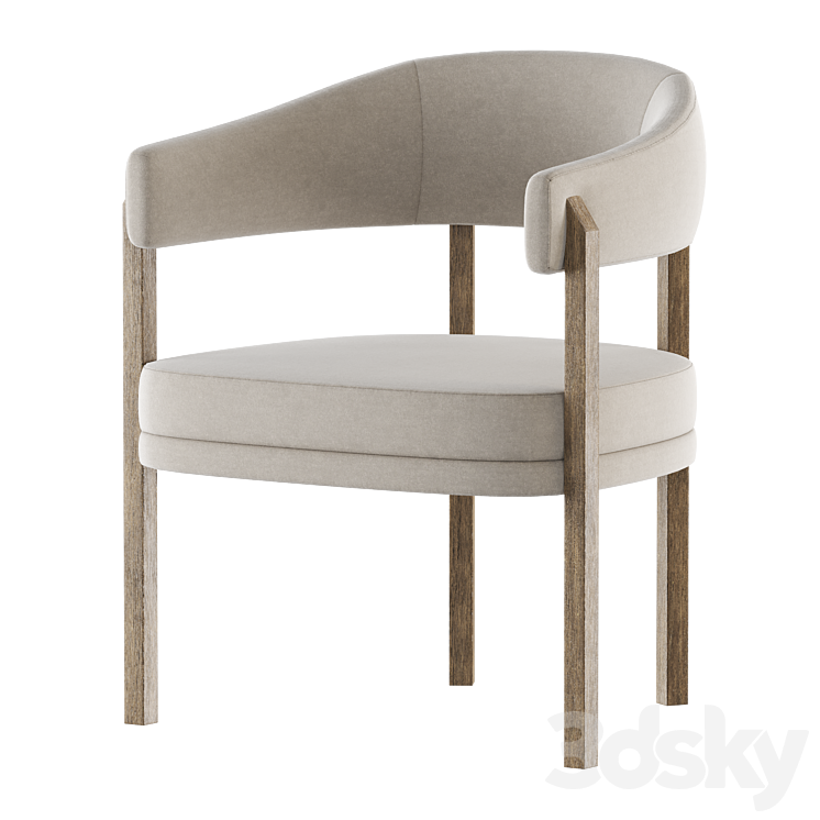 Barrel Dining Chair in Grizzly Taupe 3D Model