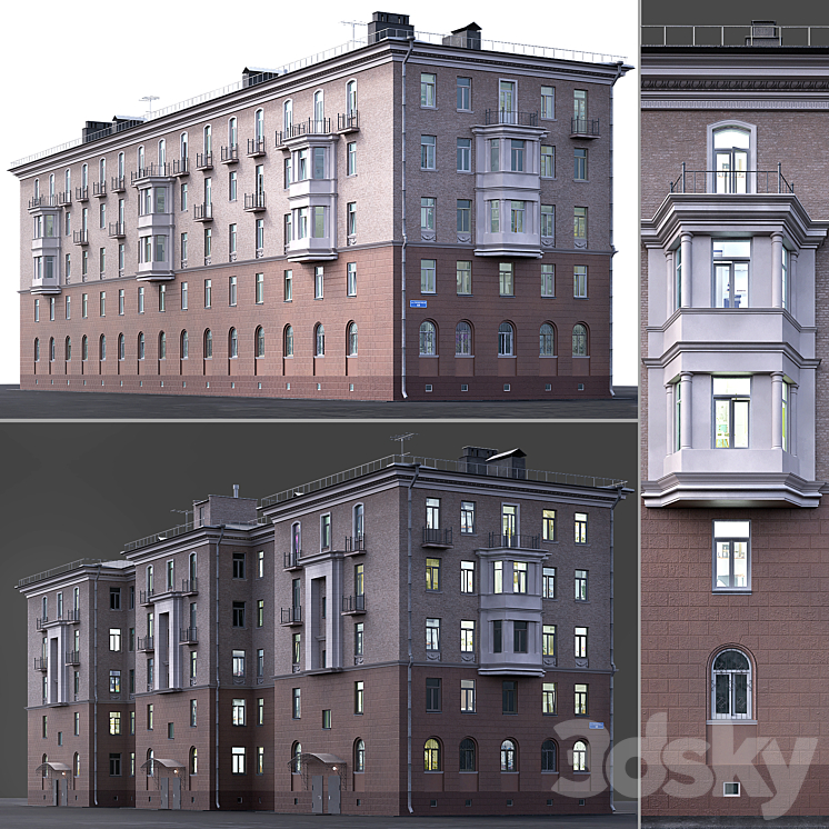 Residential building in classic style 3D Model