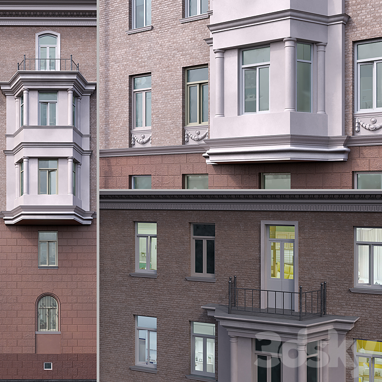 Residential building in classic style 3DS Max - thumbnail 2