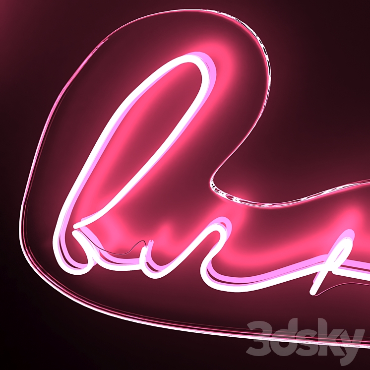 Neon text 07 love 3D Model Free