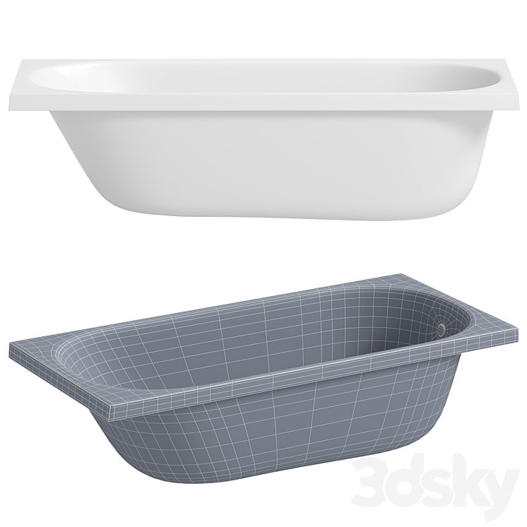 Acrylic bathtub DIWO Anapa 150×70 3DS Max Model - thumbnail 2