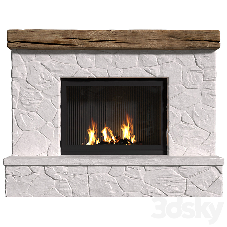 Provence style fireplace.Rock Fireplace in Country style.Rustic Farmhouse fireplace 3D Model
