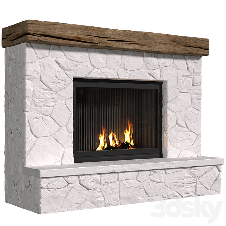Provence style fireplace.Rock Fireplace in Country style.Rustic Farmhouse fireplace 3DS Max Model - thumbnail 2