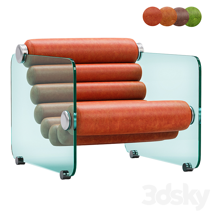Mid Century Italian Modern Fabio Lenci Lounge Chairs 3DS Max Model - thumbnail 1