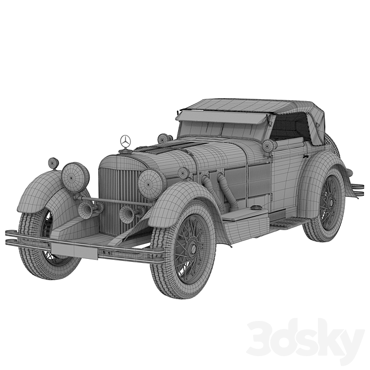 Mercedes 1928 3DS Max Model - thumbnail 2