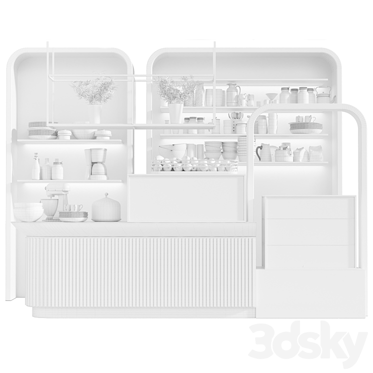 Modern coffee point with sweets 3D Model Free