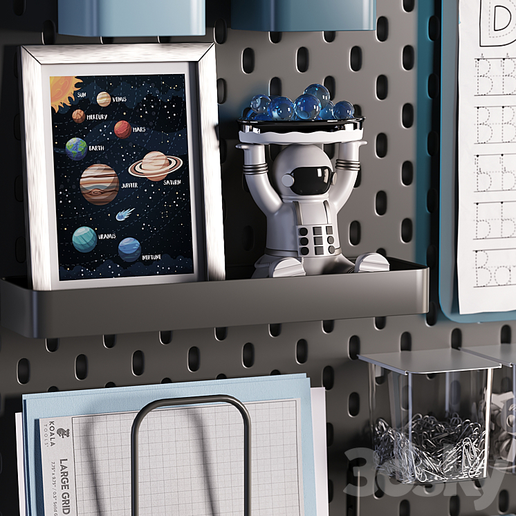 Ikea SKADIS Pegboard with Chalkboard for Teenagers and Kids 03 3DS Max - thumbnail 2
