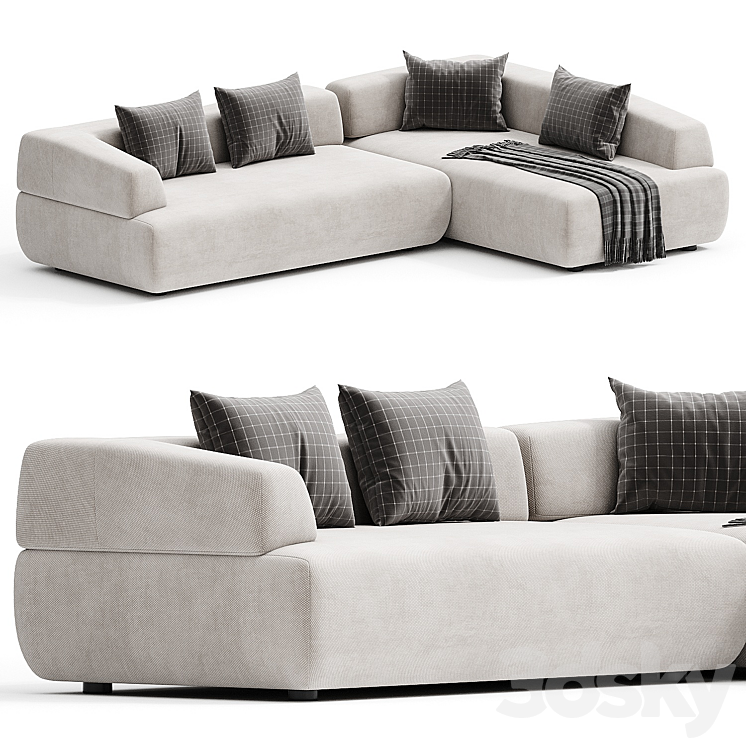 ITALO | Sofa with chaise longue By Minimomassimo 3DS Max Model - thumbnail 1