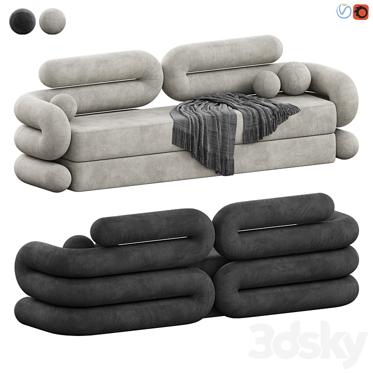 Tube Sofa by Objective Collection 3DS Max Model - thumbnail 1