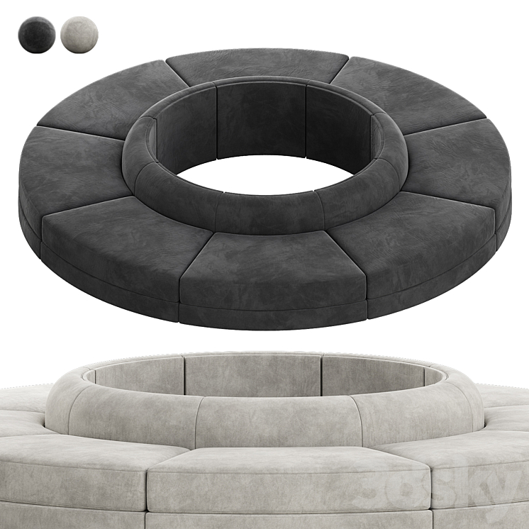 Maura Modular Convex Circle Sectional Sofa 3D Model