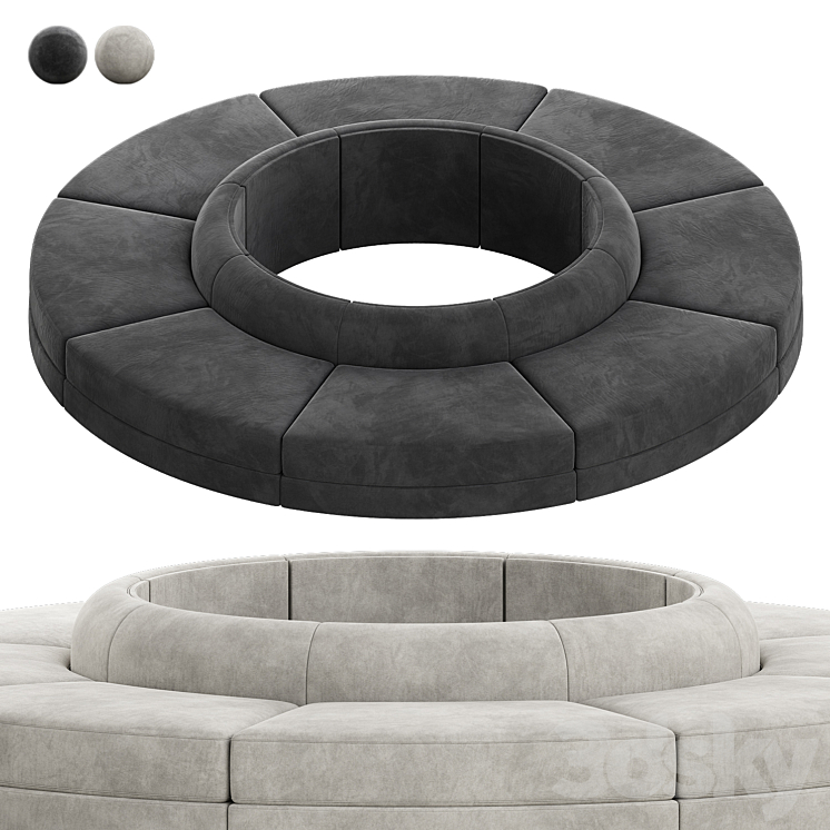 Maura Modular Convex Circle Sectional Sofa 3DS Max - thumbnail 2