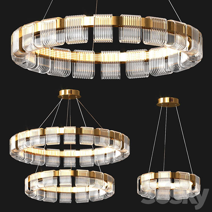 Saturno LED Chandelier 3DS Max Model - thumbnail 1