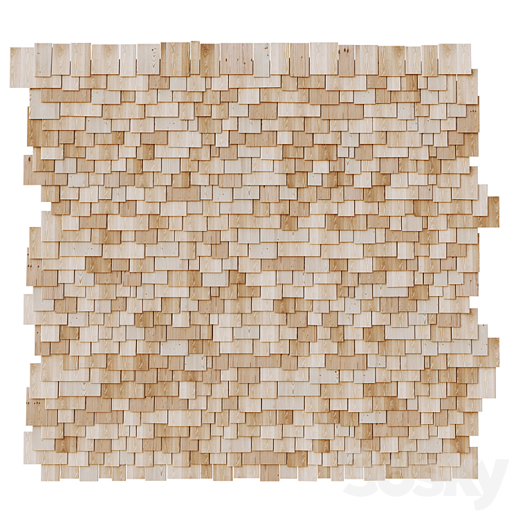 Wooden roof tiles seamless pattern_1 3D Model