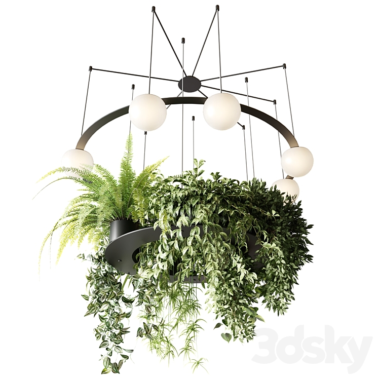 CIRC Suspension lamps Pendants chandelier with ampelous plants 3DS Max - thumbnail 2