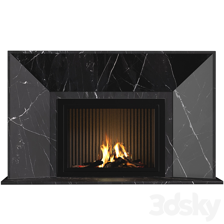 Marble Fireplace in Art Deco style. Marble Fireplace modern ArtDeco 3DS Max Model - thumbnail 2