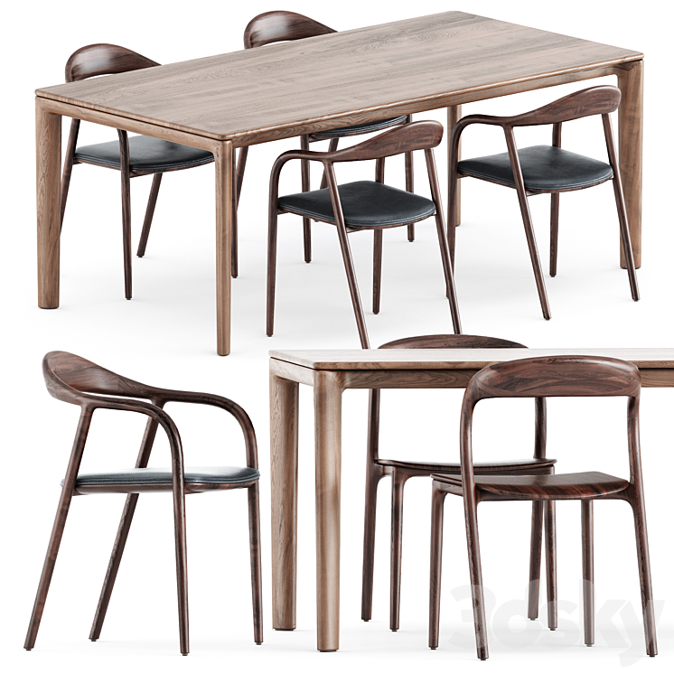 Neva chairs and Neva table by Artisan 3D Model