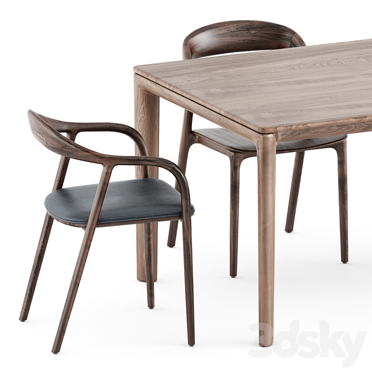 Neva chairs and Neva table by Artisan 3D Model