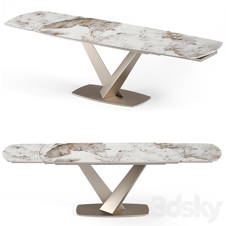 Victoria folding table with ceramic top 3DS Max Model - thumbnail 1