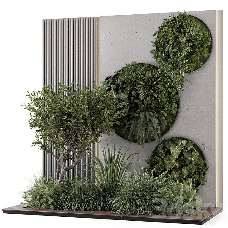 Indoor Wall Vertical Garden in Concrete Base – Set 1357 3D Model