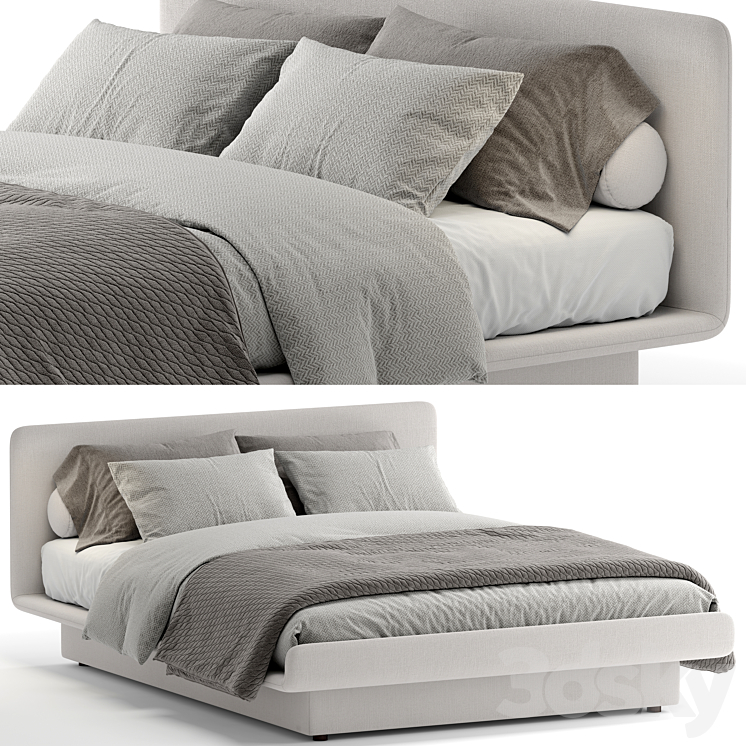 Gallotti&Radice LILAS double bed 3DS Max Model - thumbnail 1