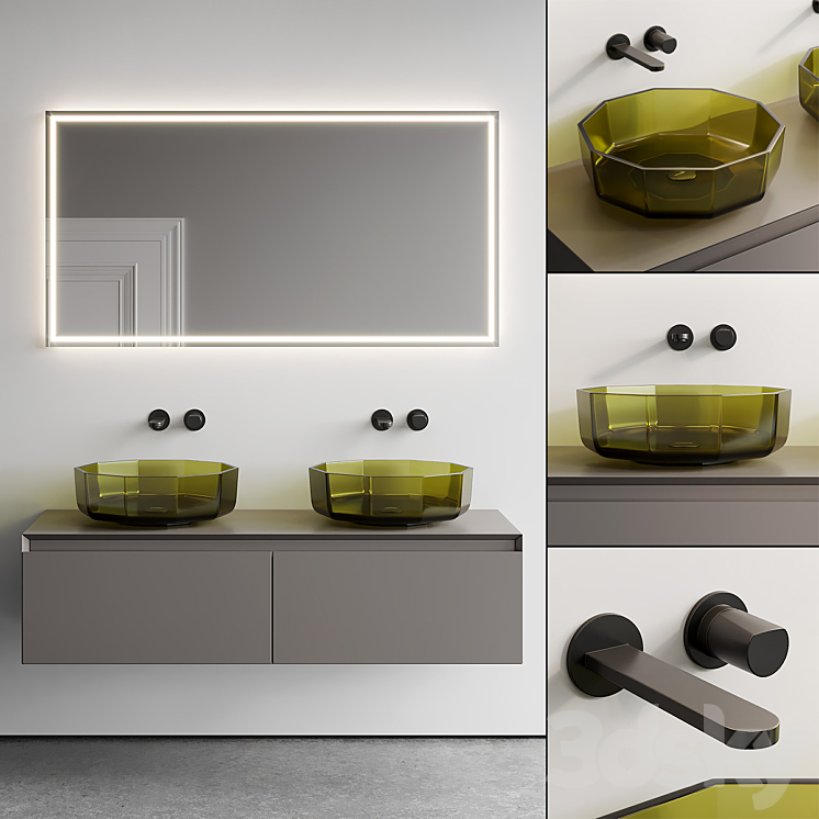 Antonio Lupi Panta Rei + Opale Vanity Unit Set 3 Bathroom furniture