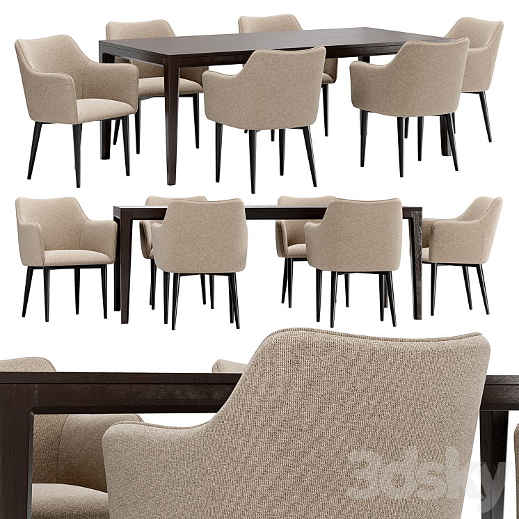 Moscow dining chair and Mavis table 3D Model