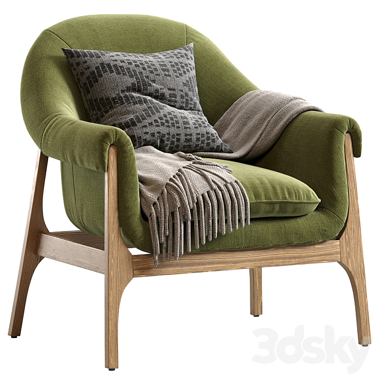 INDIO WOOD ACCENT CHAIR IN HAZE 3DS Max - thumbnail 1