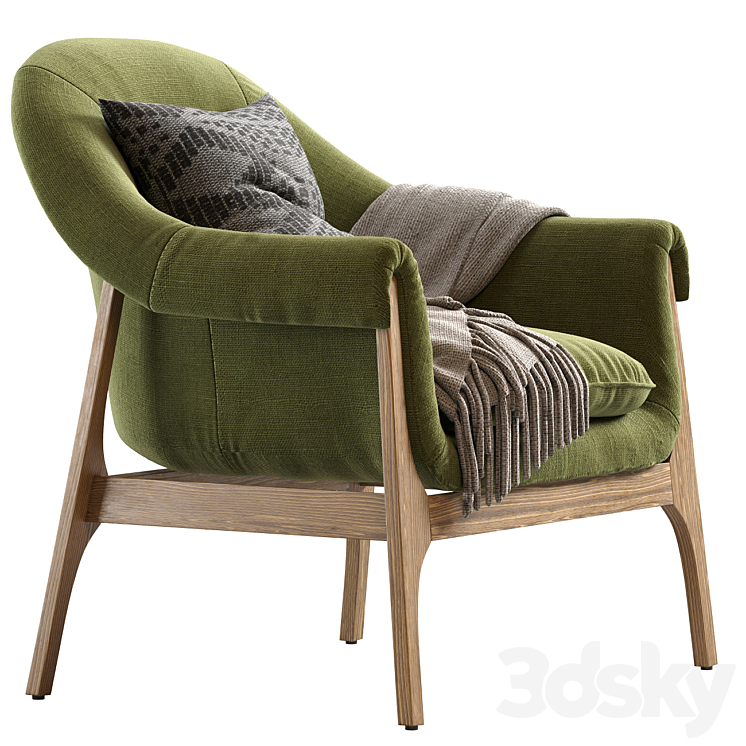 INDIO WOOD ACCENT CHAIR IN HAZE 3DS Max - thumbnail 2