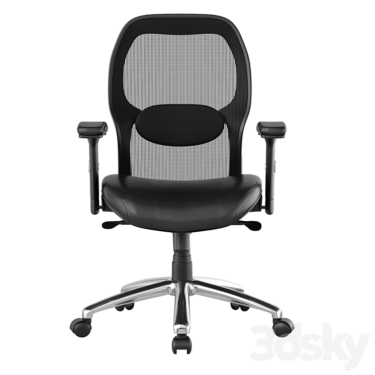 Office swivel chair with soft-leather seat 3DS Max Model - thumbnail 2