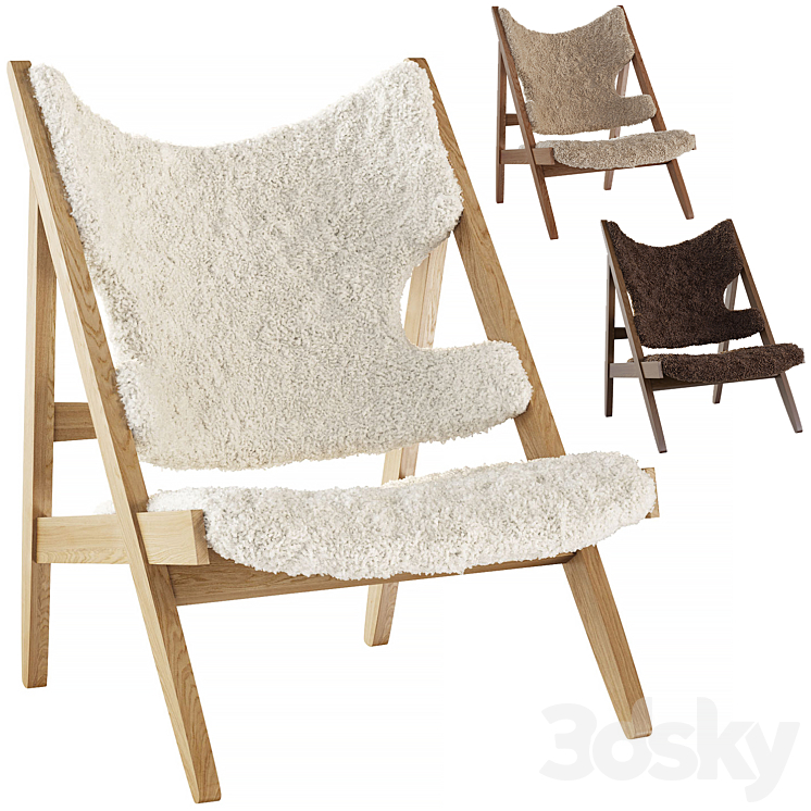 Sheepskin armchair Menu by Ib Kofod-Larsen 3D Model