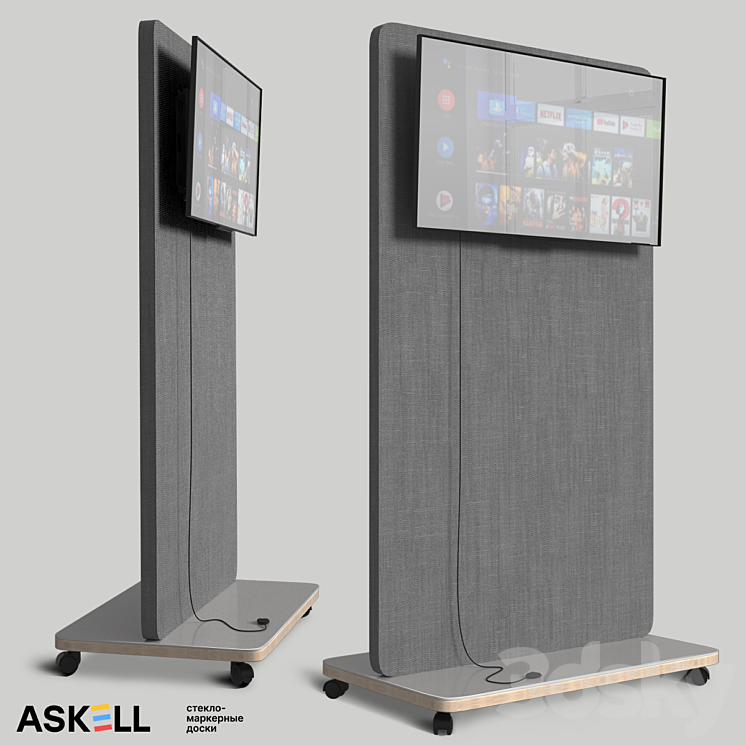 “Mobile whiteboard with acoustic panel function “”ASKELL Mobile 3MA100170″”” 3D Model