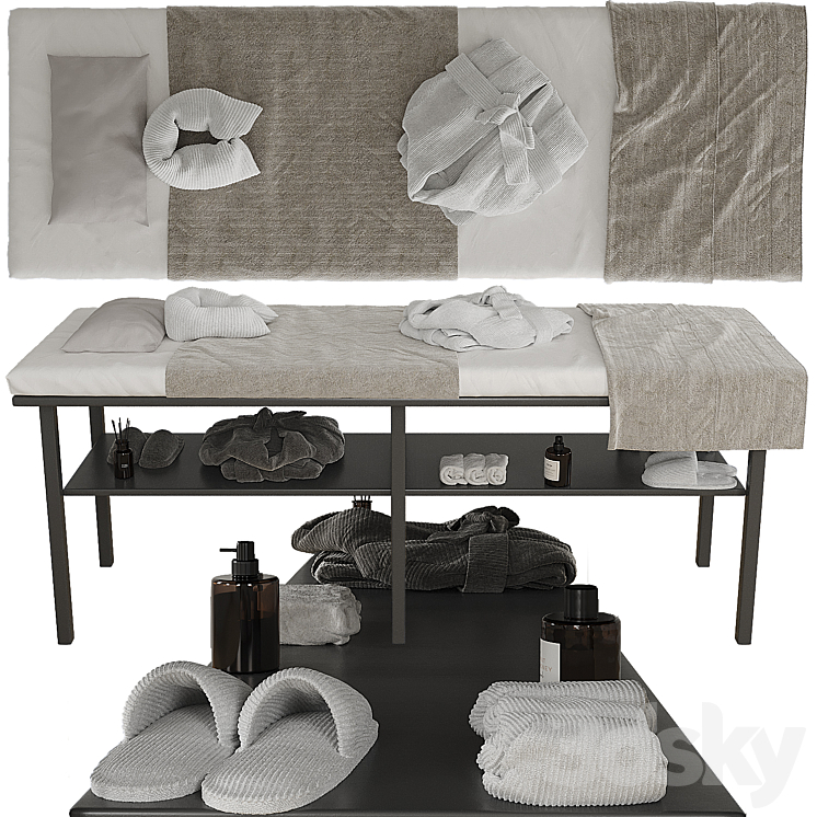 Massage table with decor 2 3D Model