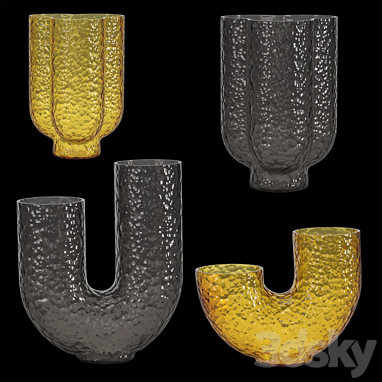 Glass vases (Corner Design) 3D Model