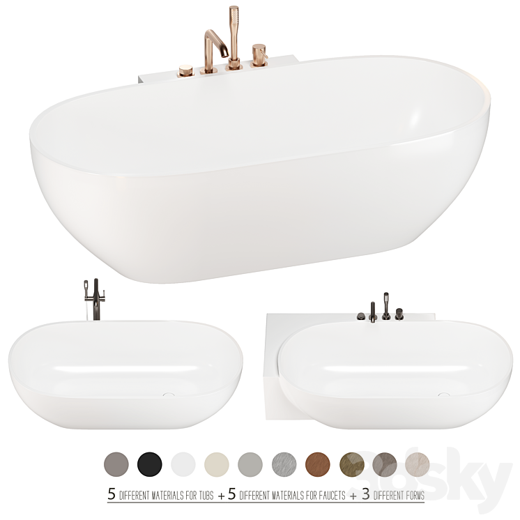 REXA HOLE bathtubs set 01 3D Model