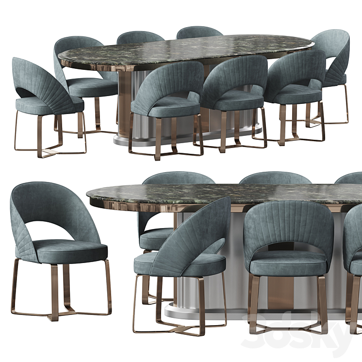 Etra dining table and chairs 3D Model
