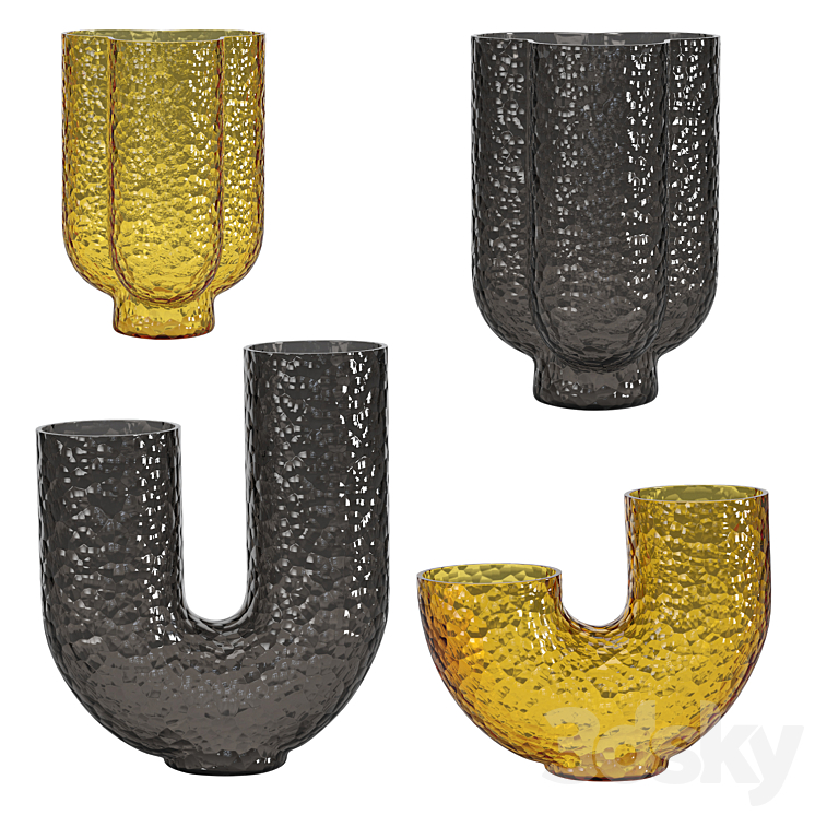Glass vases (Corner Design) 3D Model