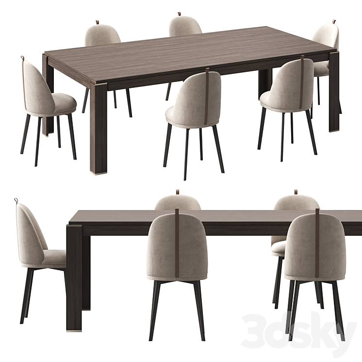 Table with chairs BUDA by LASKASAS 3DS Max - thumbnail 2