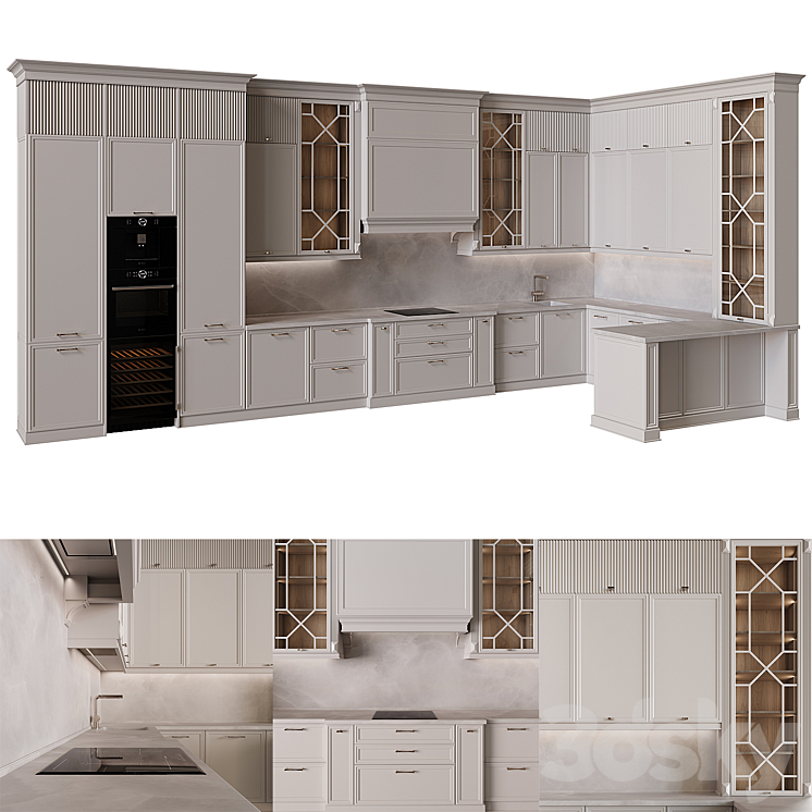 Neoclassical kitchen 32 3D Model