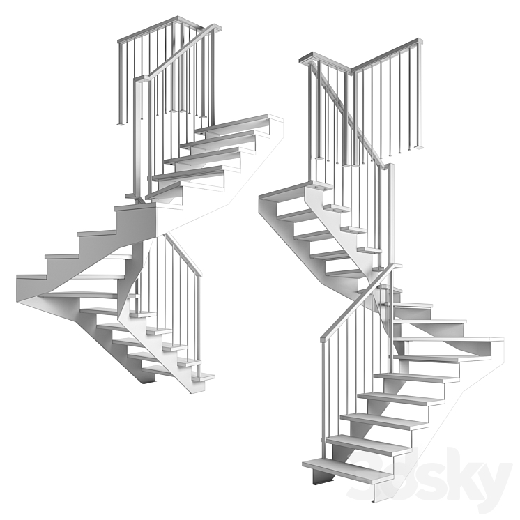 Winder stairs 2 3D Model Free