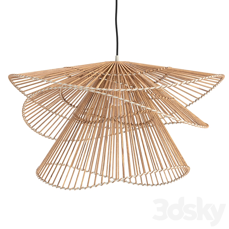 Three Tiers Bamboo Pendant Lights 3D Model